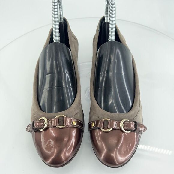 AGL Italy Women's Ballet Flats Size 36.5 Cap Toe Soft Brown Leather Slip On Shoe - Picture 5 of 15